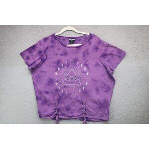 Hot Topic Purple Lace Up Moon Tee Shirt-Size XL-Goth-Tie Dye-Whimsigoth